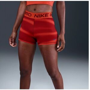 Nike Women's Pro 3" Red Striped Shorts